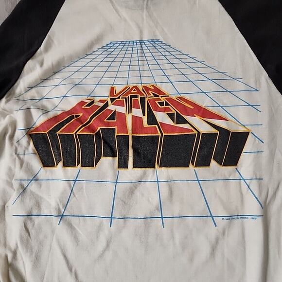 Vintage Van Halen Shirt Adult Large White Black 1982 Live Concert Size L - Picture 6 of 8